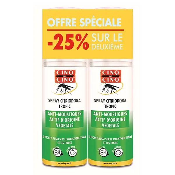 Cinq sur Cinq Spray Anti-Moustiques Actif origine végétal - Lot de 2 x 100ml