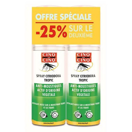 Cinq sur Cinq Spray Anti-Moustiques Actif origine végétal - Lot de 2 x 100ml