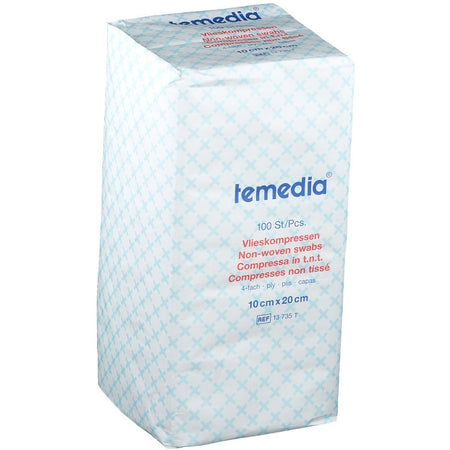 Temedia® Compresse non tissée 10 x 20 cm, 4 plis, non stérile (100 pièces)