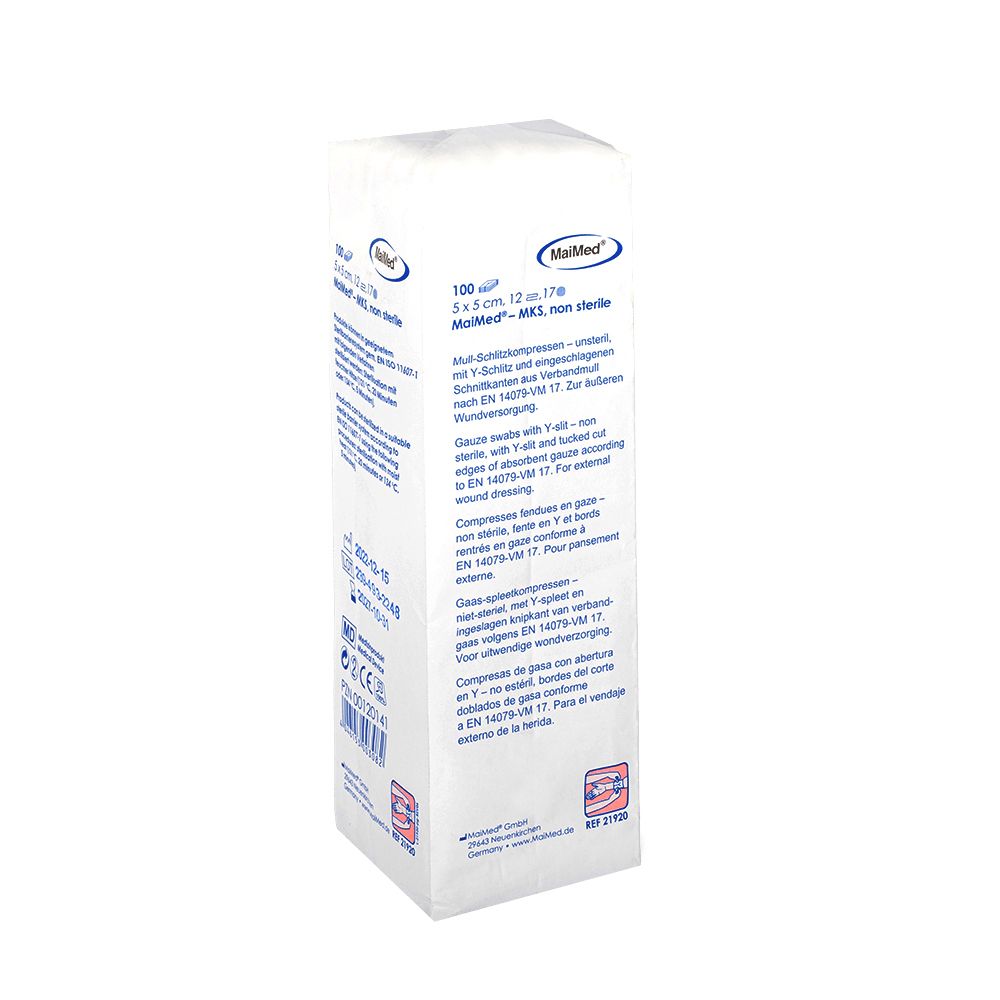 MaiMed® compresses fendues non stériles 5 x 5 cm 12 plis (100 pièces)