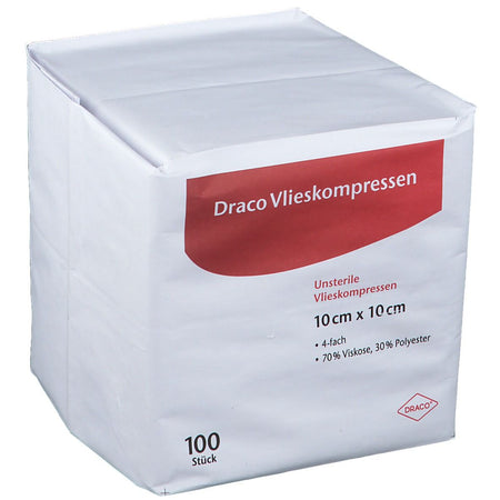 Draco Compresse non tissée 10 x 10 cm 4 plis non stérile (100 pièces)