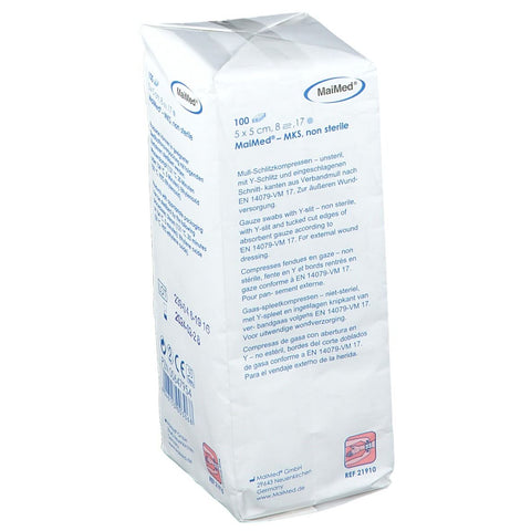 Compresses fendues 5x5 cm non stérile 8 plis — 100 pièces