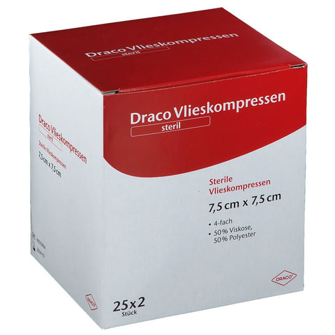 Draco Vlieskompresse 4-fach 7,5 x 7,5 cm steril (25x2 Stück)