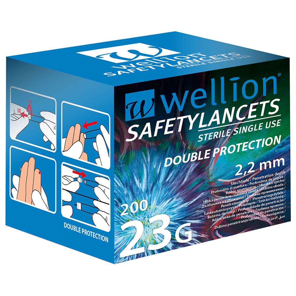 Wellion Lancettes de sécurité 23G à usage unique
