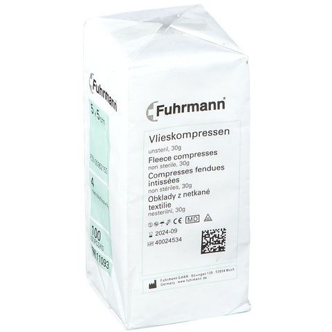 Fuhrmann Compresses en non-tissé 4 plis 5 x 5 cm non stériles (100 pièces)