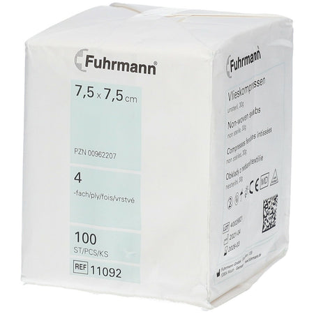 Fuhrmann Compresses non tissées 4 couches 7,5 x 7,5 cm non stérile (100 pièces)