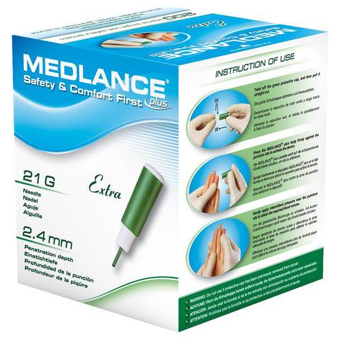 MEDLANCE plus Extra Sicherheitslanzetten 21 G 2,4 mm (2x100 Stück)