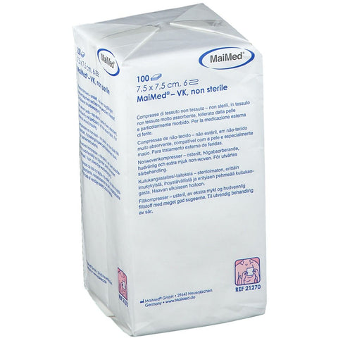 MaiMed® non-woven non-sterile swabs 7.5 x 7.5 cm (100 pieces)