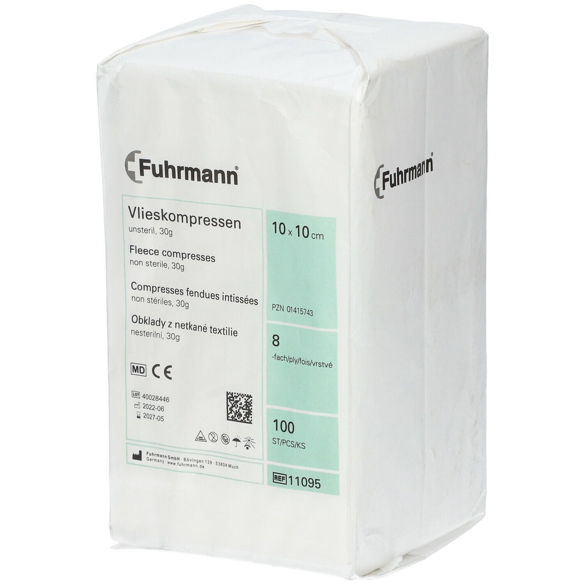 Fuhrmann Compresses non tissées 8 plis 10 x 10 cm non stériles (100 pièces)