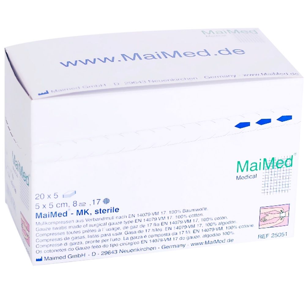 MaiMed compresses de gaze 10 x 20 cm 12 plis stériles