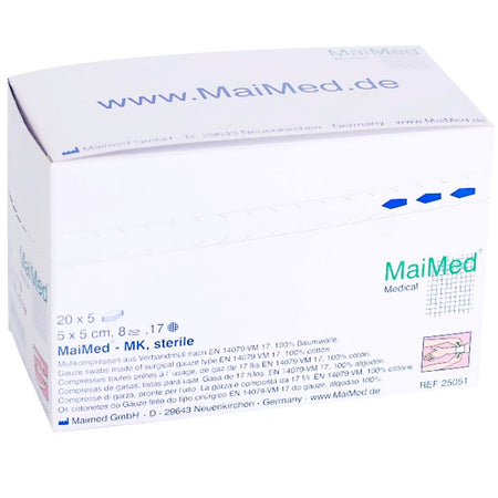 MaiMed compresses de gaze 10 x 20 cm 12 plis stériles