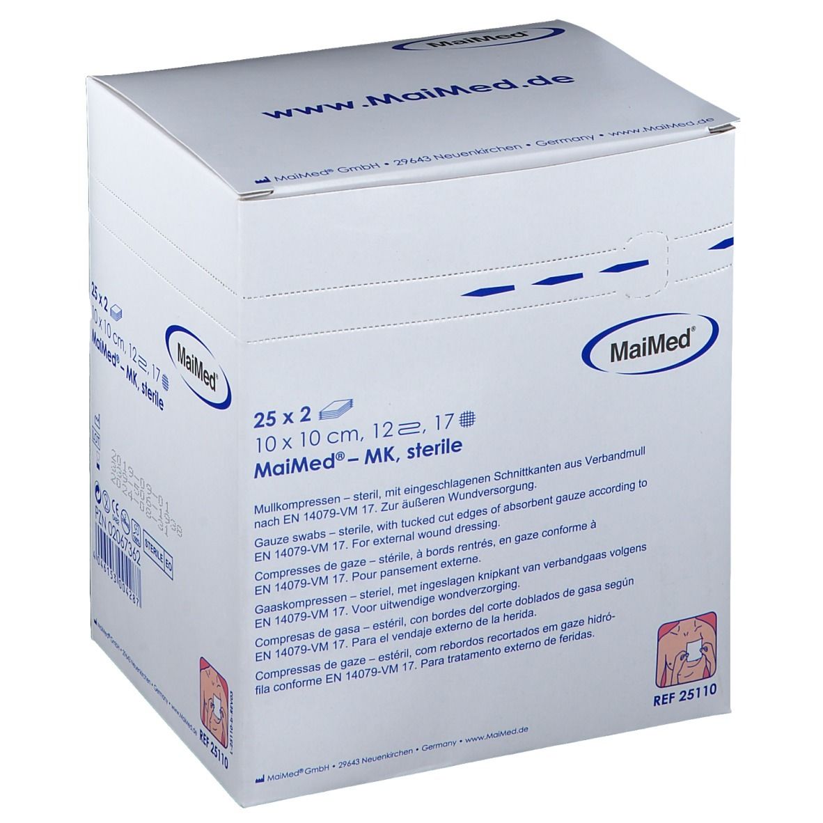MaiMed® MK stérile 10 x 10 cm 12fach — 25x2 pièces