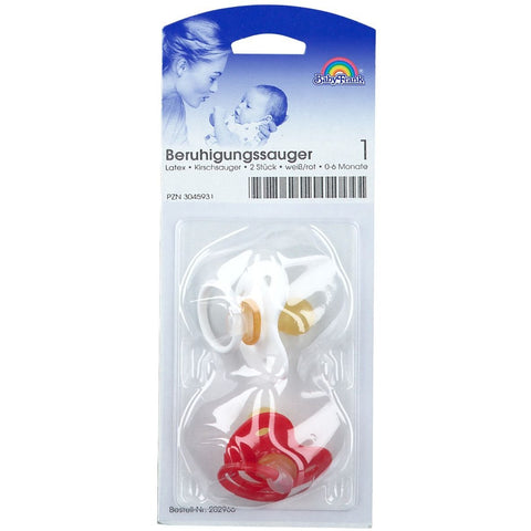 Büttner-Frank cherry latex pacifier, size 1, 0-6 months, white/red (2 pieces)
