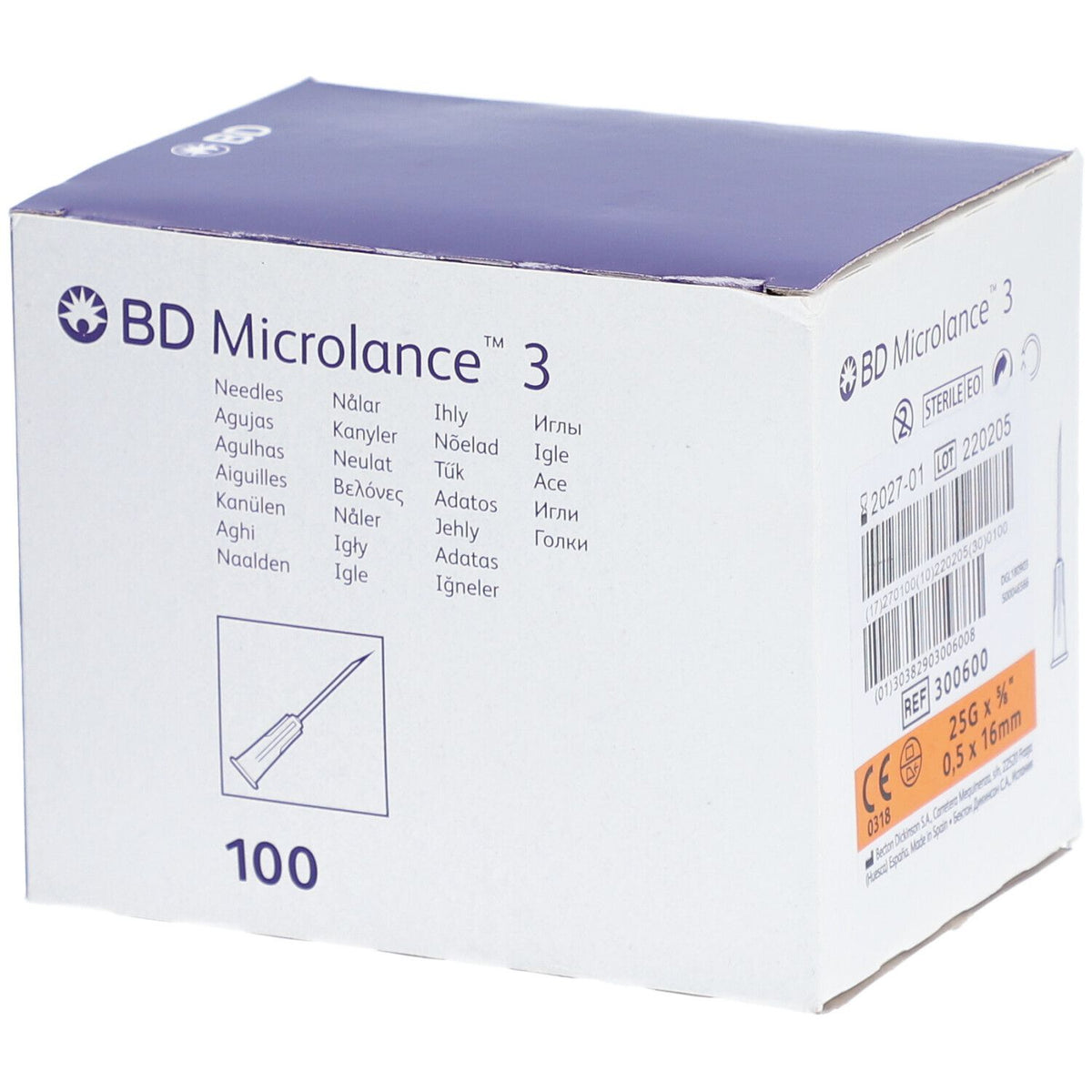 BD Microlance aiguille 25 G 5/8 0,5 x 16 mm (100 pièces)