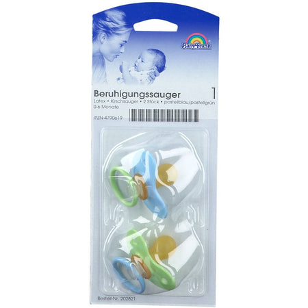 Baby-Frank® tétine latex 0-6 mois bleu/vert (2 pièces)
