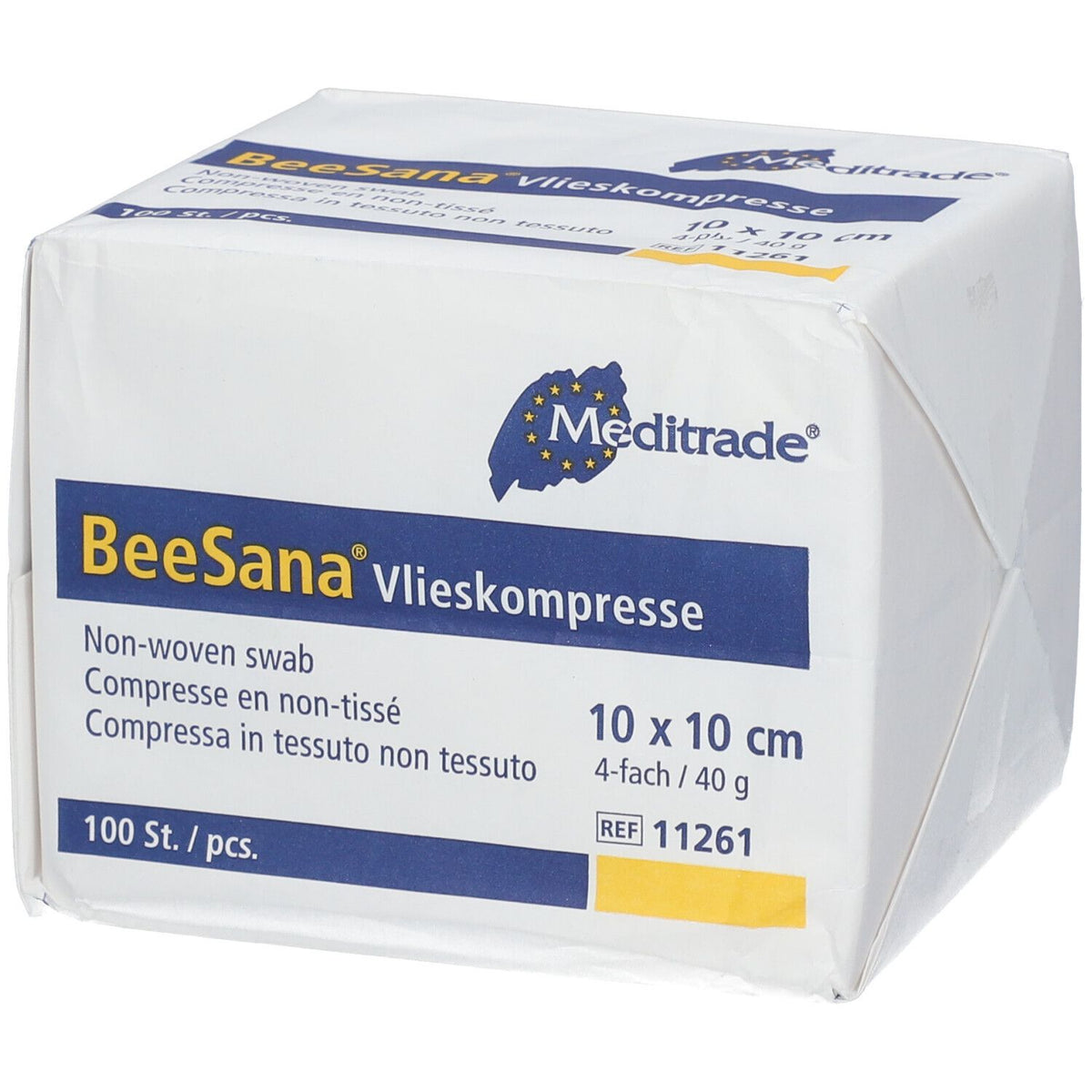 Compresses non tissées 4 plis 10 x 10 cm non stériles (100 pièces)