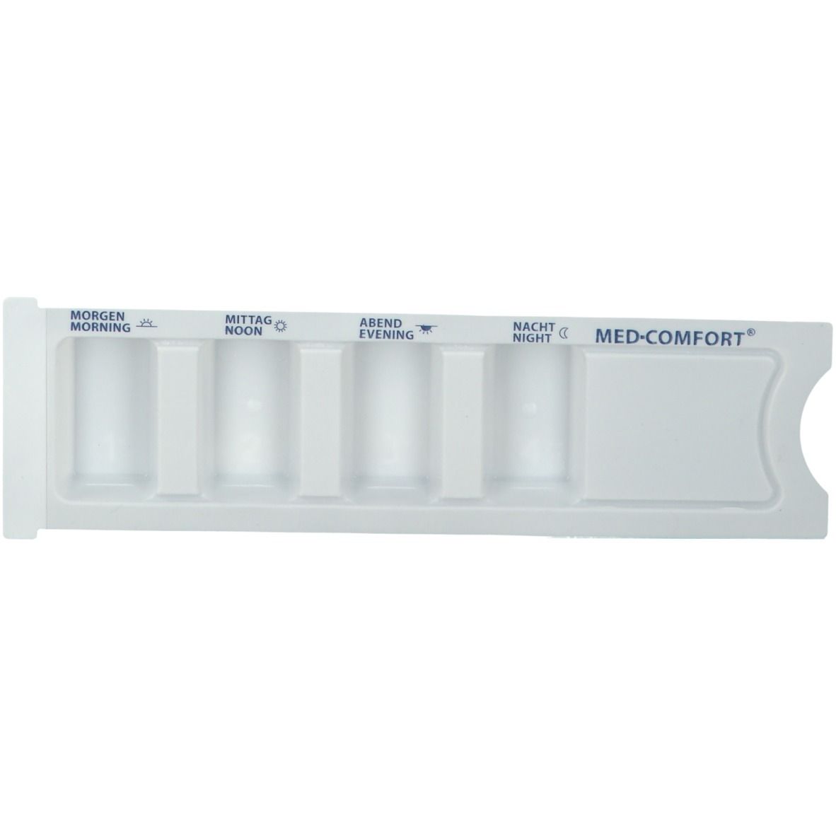 Dispensateur de médicaments avec barre coulissante 4 compartiments (1 pièce)