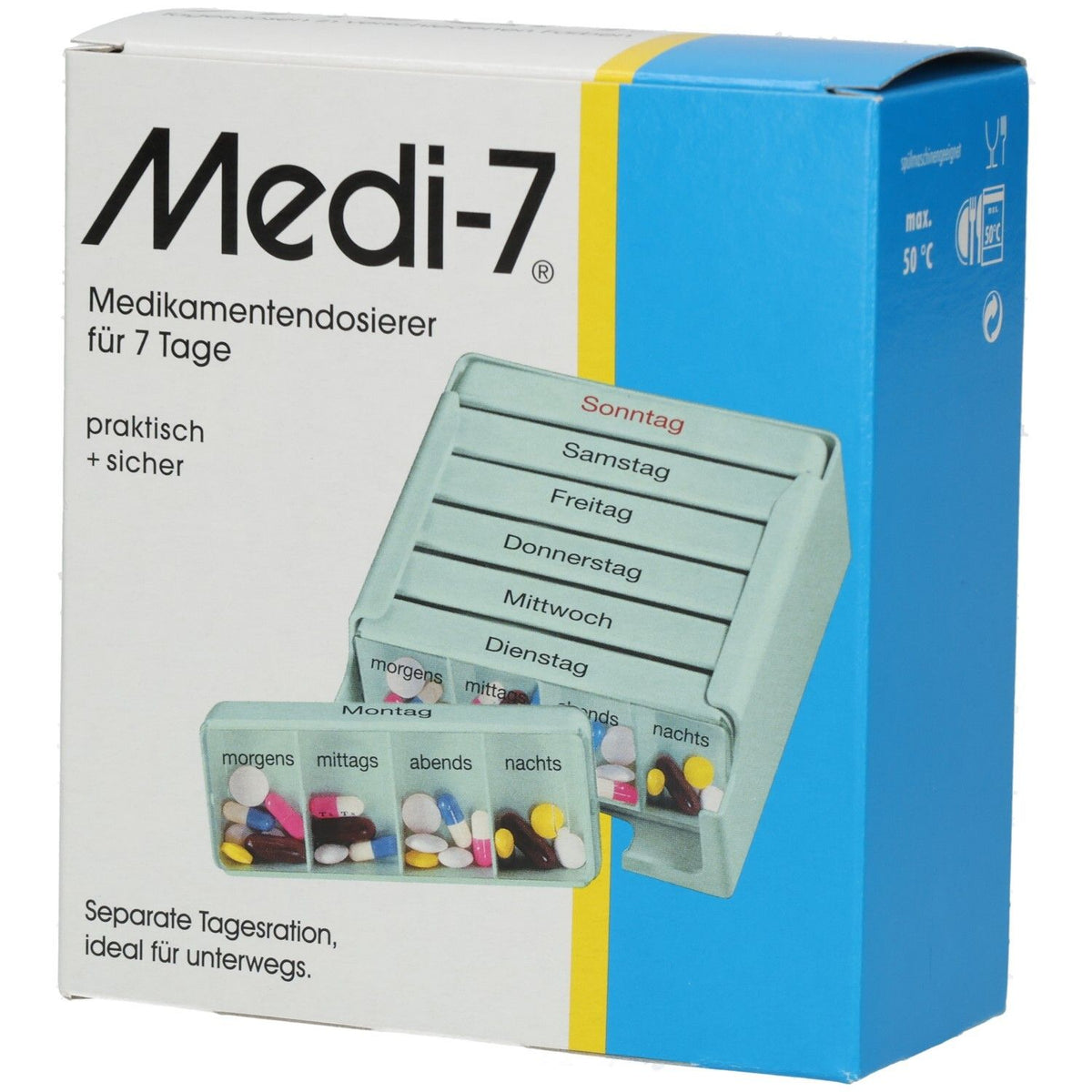 Medi-7 distributeur de médicaments pour 7 jours, turquoise (1 pièce)