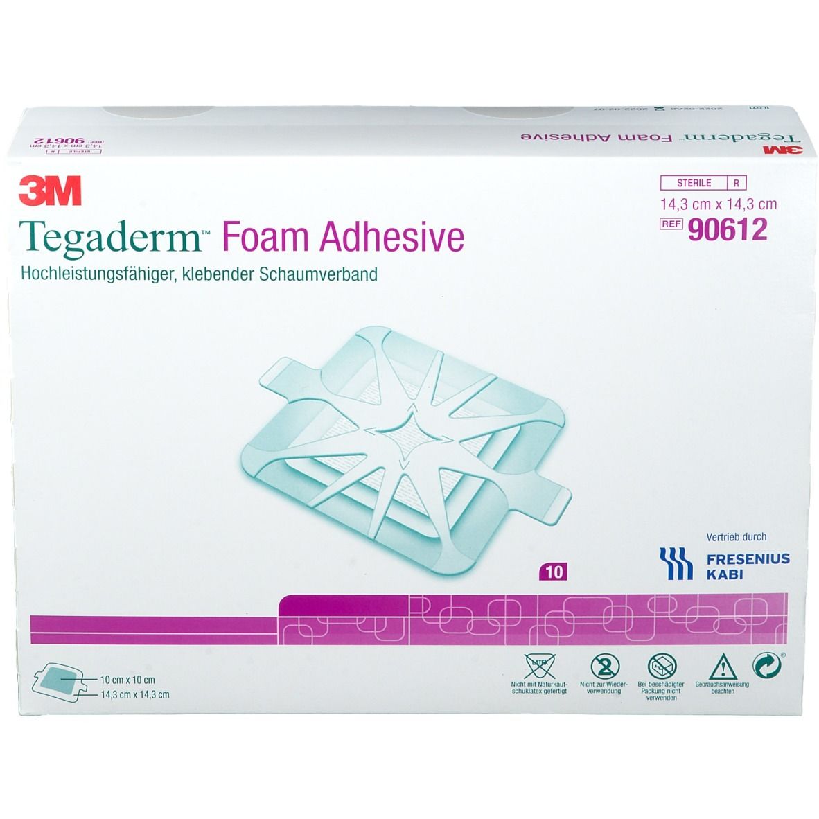 Tegaderm mousse adhésive 14,3 x 14,3 cm (10 pièces)