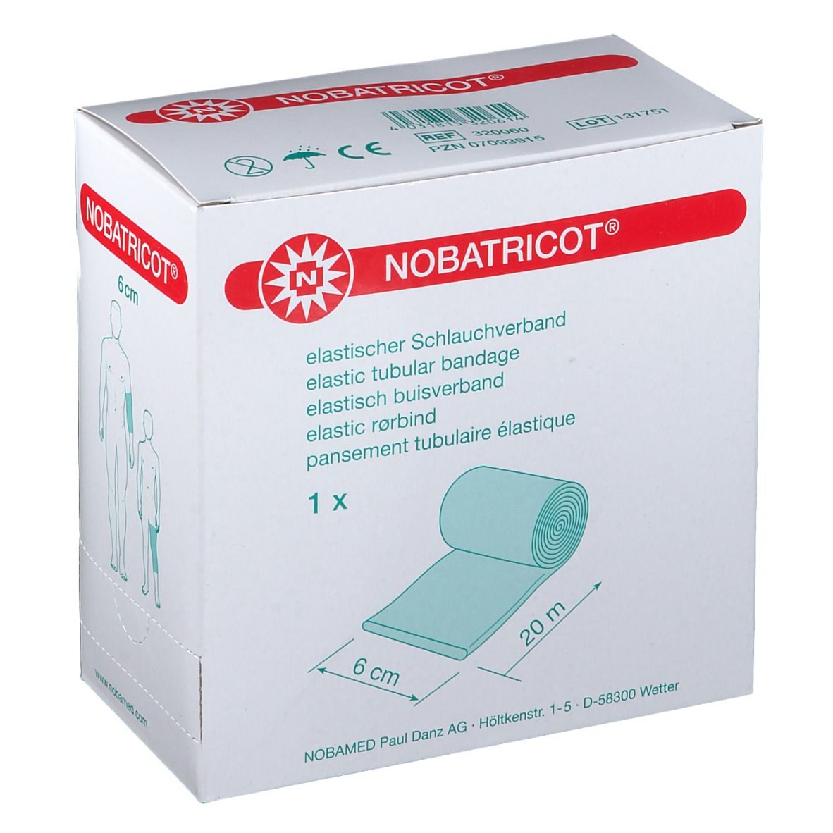 NOBATRICOT® tube élastique en tricot 6 cm x 20 m (1 pièce)