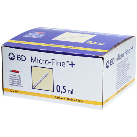 BD Micro-FINE+ U40 seringues à insuline 8 mm (100x0,5 ml)