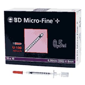 BD Micro-Fine+ U100 seringue à insuline 0,5 ml 30G (100 x 0,5 ml)