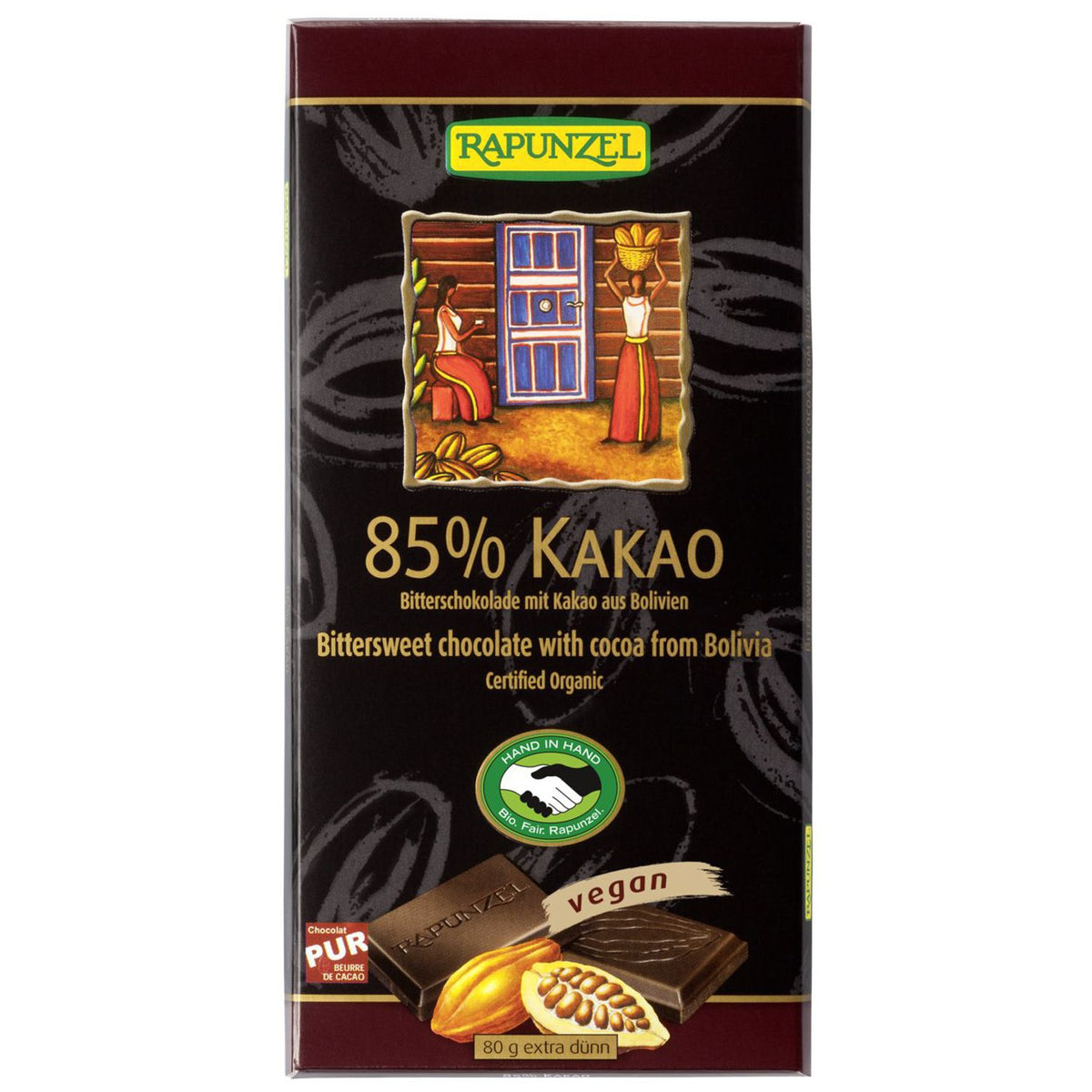 RAPUNZEL Bio chocolat noir 85 % cacao (80 g)