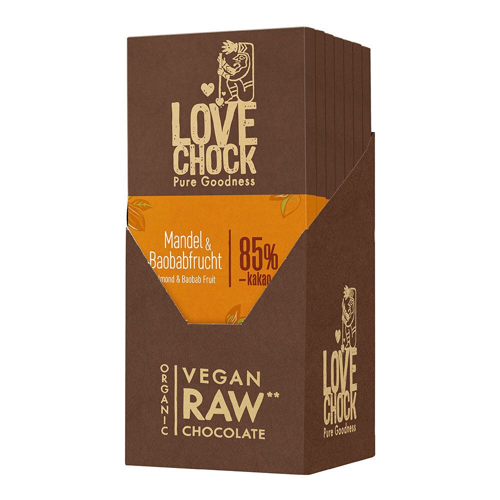 LOVECHOCK Amande & fruit de baobab 85% cacao (8x70 g)