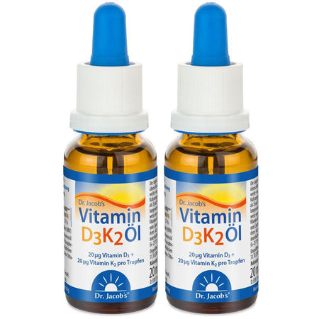 Dr. Jacob's Vitamin D3K2 huile 800 UI/20 mcg D3+K2 640 gouttes (2x20 ml)