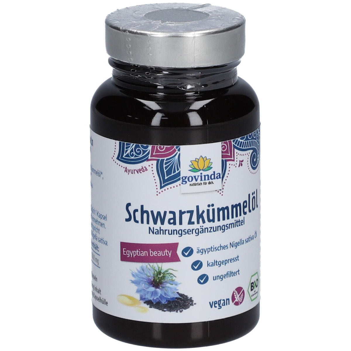 Govinda Gélules d'huile de nigelle – Huile de Nigella Sativa égyptienne (53,6 g)