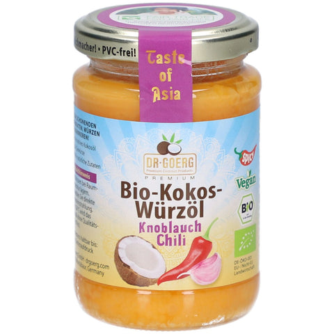 Dr. Goerg huile d'assaisonnement bio à la noix de coco ail et chili (190 ml)