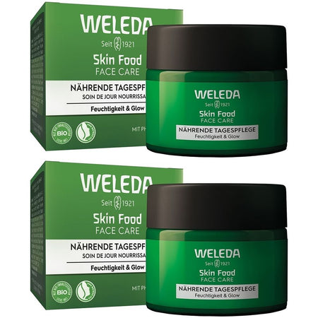 Weleda Skin Food crème de jour nourrissante – apporte hydratation et éclat pour peaux sèches du visage (2x40 ml)
