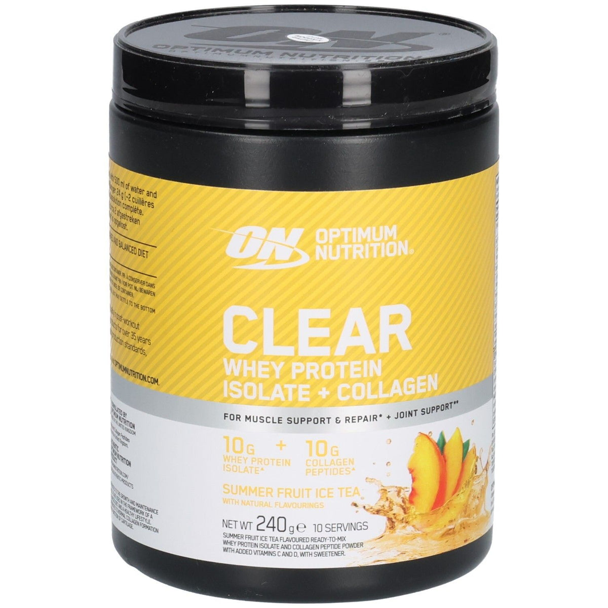 Optimum Nutrition Clear isolat de protéine de lactosérum + collagène thé glacé aux fruits d'été (240 g)