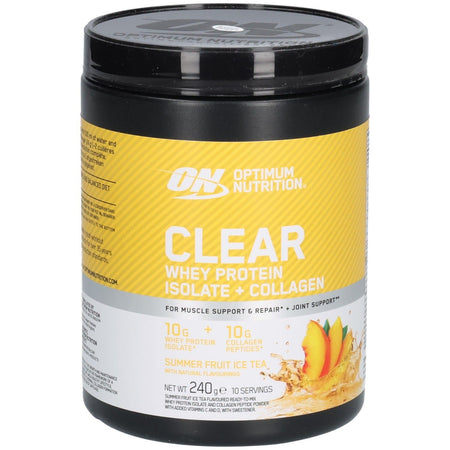 Optimum Nutrition Clear isolat de protéine de lactosérum + collagène thé glacé aux fruits d'été (240 g)