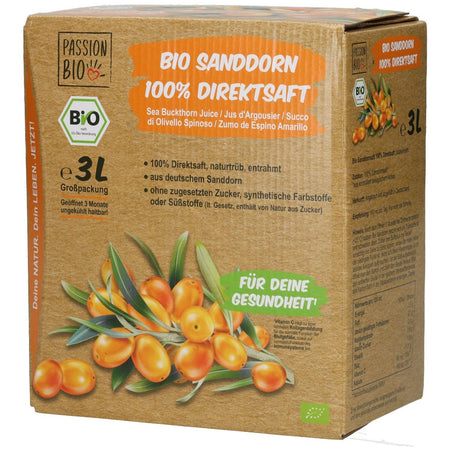 PassionBio argousier bio 100% jus direct (3 l)