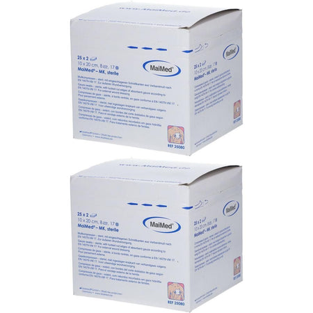 MaiMed® compresses de gaze stériles 10 x 20 cm 8 plis (2x25x2 pièces)