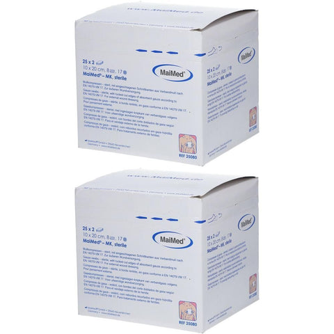 MaiMed® compresses de gaze stériles 10 x 20 cm 8 plis (2x25x2 pièces)