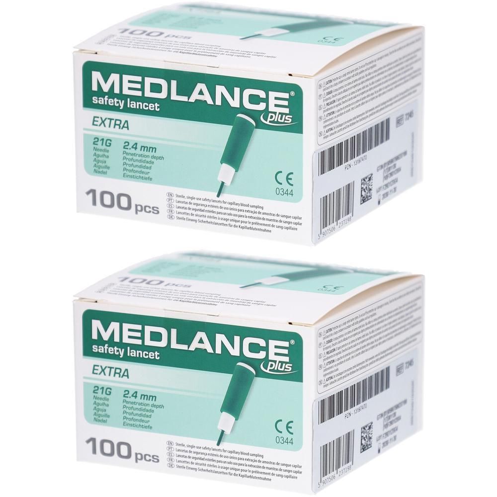 MEDLANCE plus Extra lanzettes de sécurité 21 G 2,4 mm (2x100 pièces)