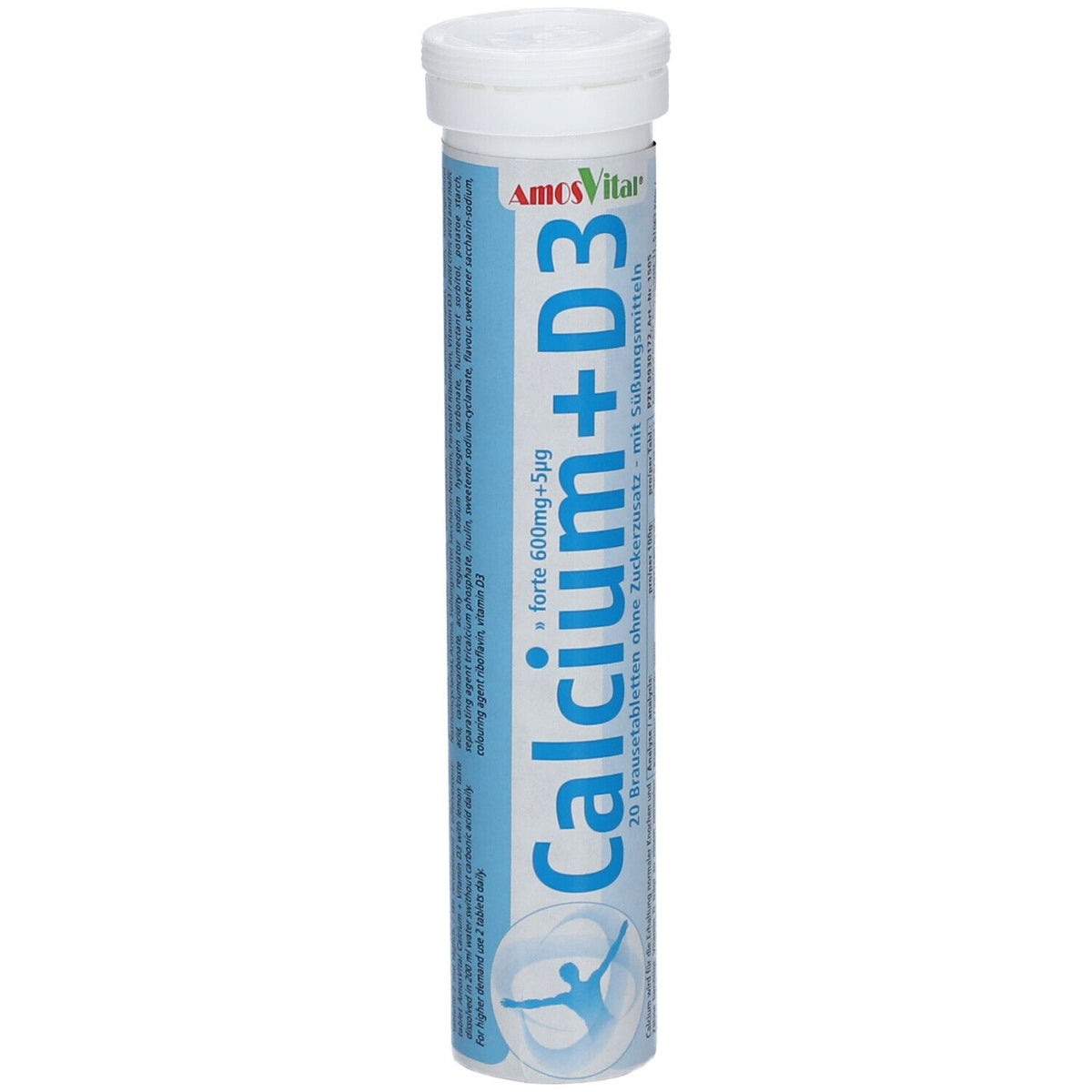 AmosVital® 600 mg Calcium + 5 µg Vitamine D3 (20 comprimés effervescents)
