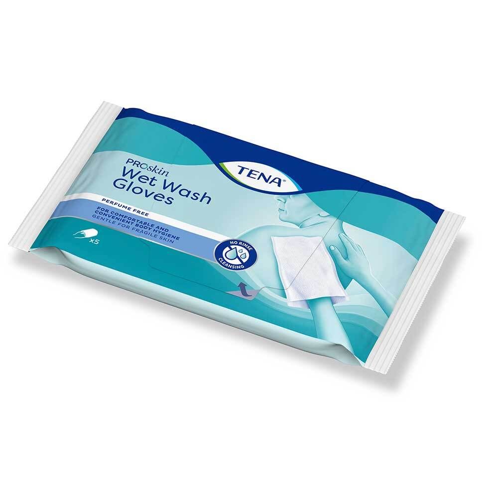 TENA gant de toilette humide sans parfum (5 pièces)