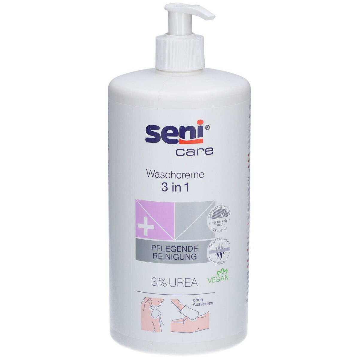 SENI CARE crème lavante 3 en 1 à l'urée — 1000 ml