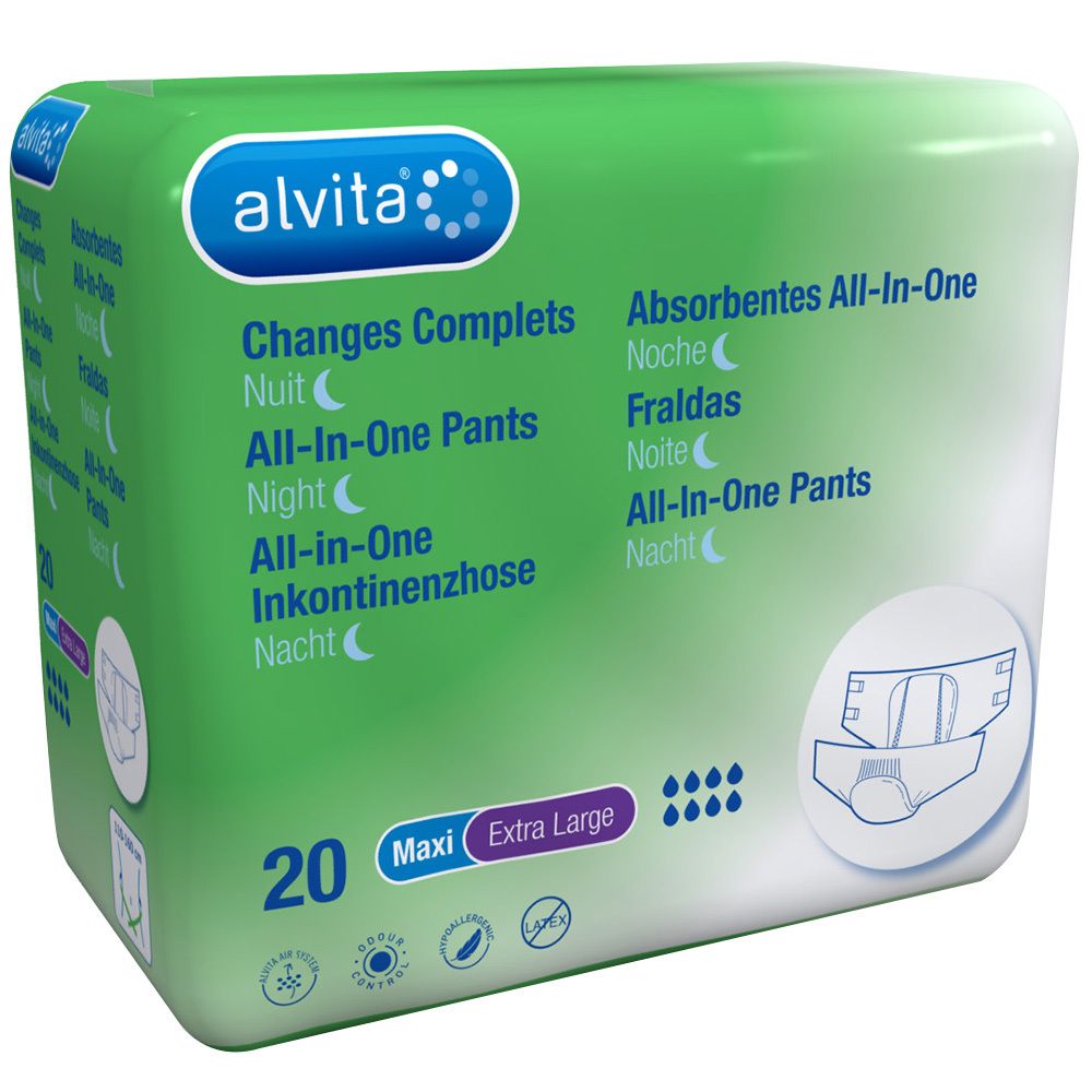 alvita® All-in-One culottes d'incontinence Maxi Extra Large Nuit (20 pièces)