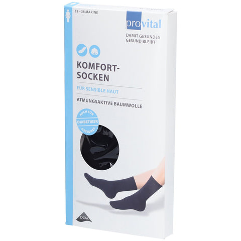 PROVITAL chaussettes de confort pour femmes taille 35-38 marine (2 pièces)