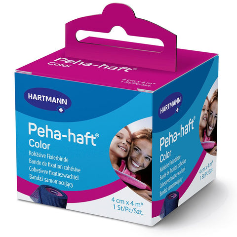 Peha-haft Color sans latex bande de fixation 4 cm x 4 m bleue (1 pièce)