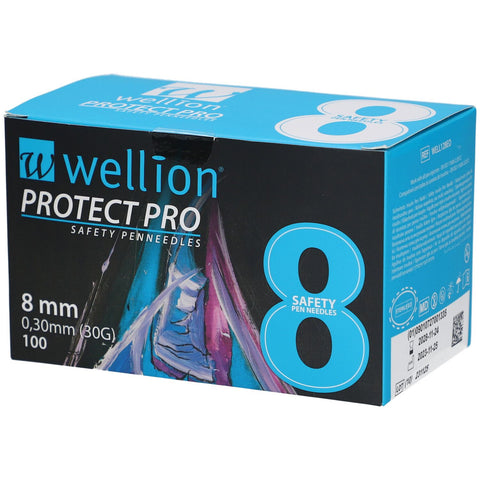 Wellion PROTECT PRO Sicherheits-Pen-Nadeln 8 mm x 0,30 mm (100 Nadeln)