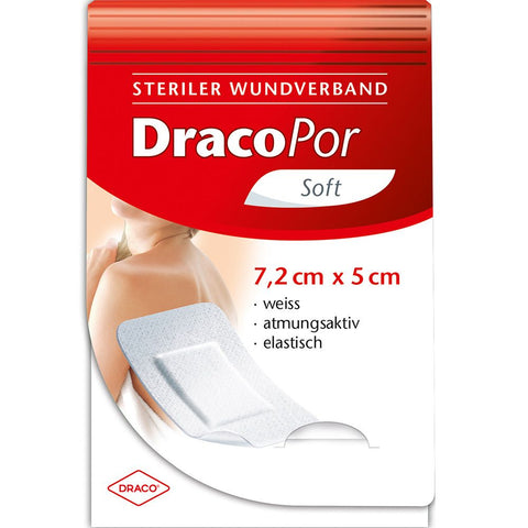 DracoPor Wundpflaster Soft weiß steril (7,2 cm x 5 cm, 50 Stück)
