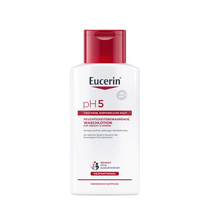 Eucerin® pH5 lotion lavante pour le corps, le visage et les mains – offre aux peaux sensibles et sèches un nettoyage doux & préserve la fonction protectrice de la peau — 200 ml