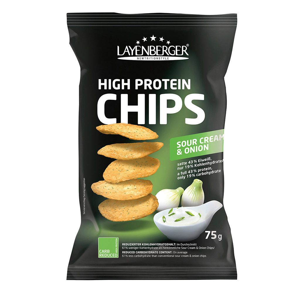 LAYENBERGER® High Protein Chips crème aigre et oignon (75 g)