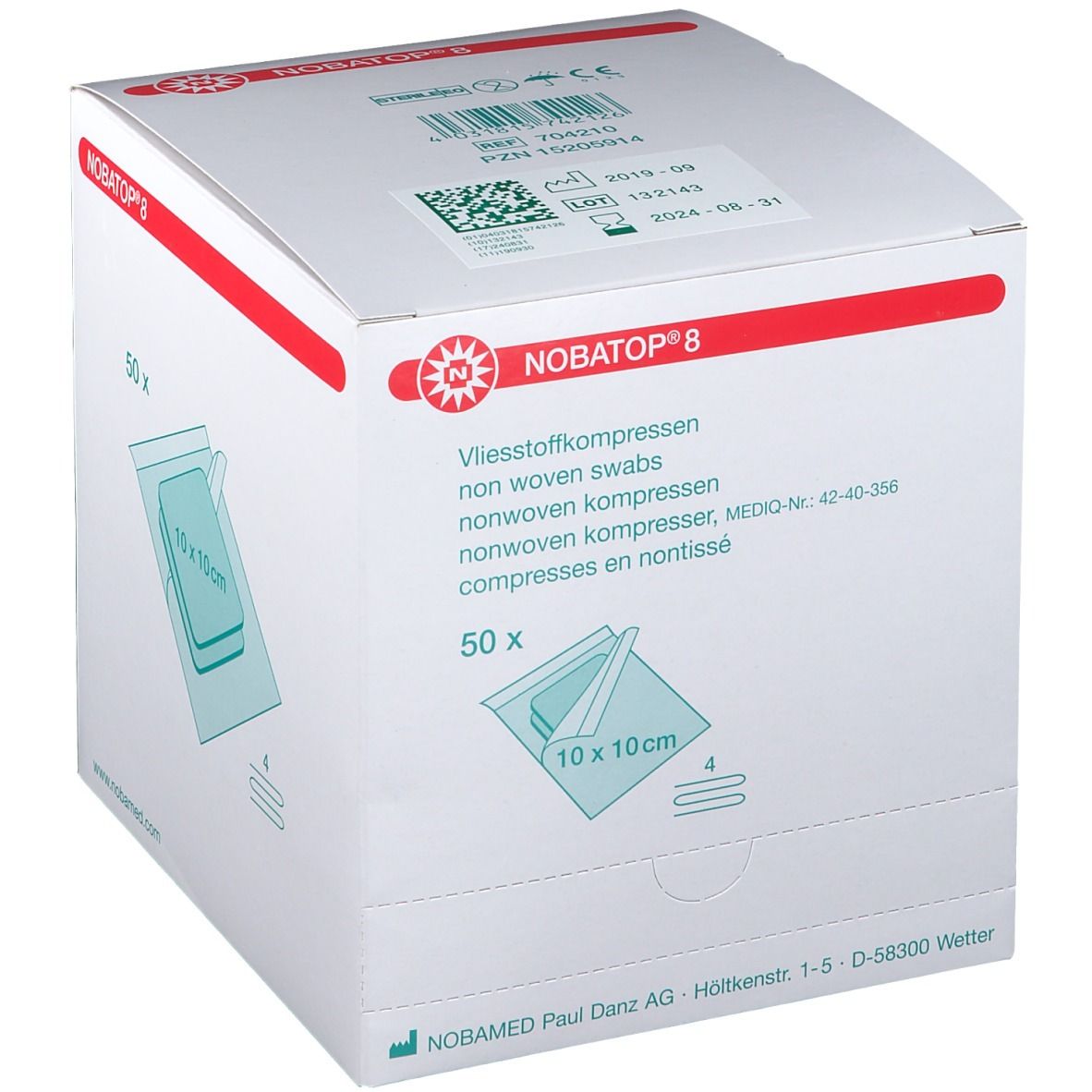 NOBATOP® 8 10x10 cm stérile (50x2 pièces)