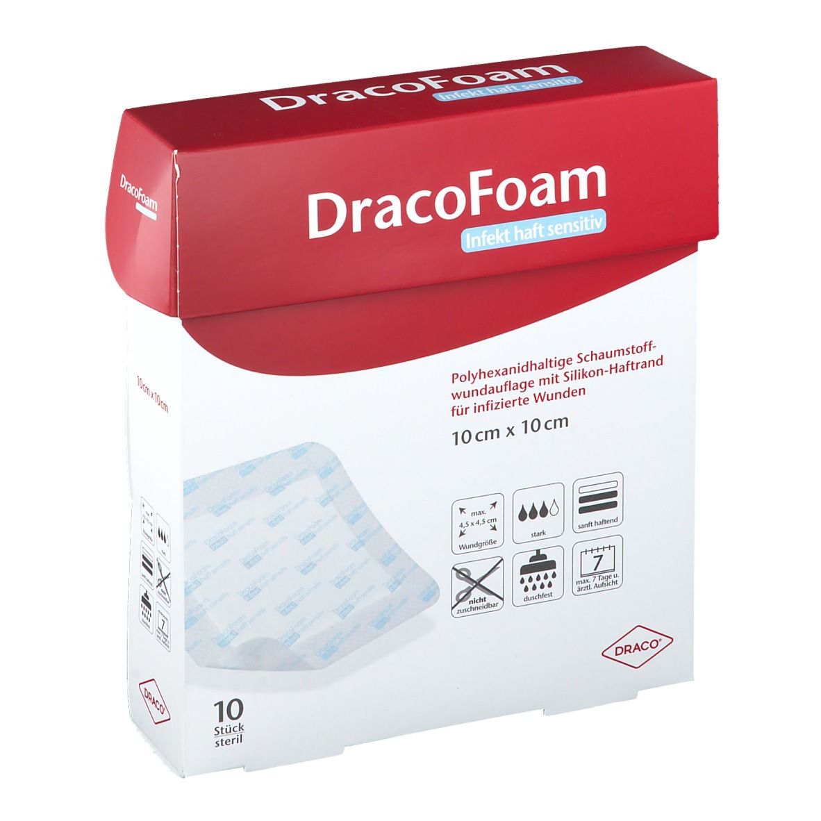 DracoFoam Infekt haft sensitiv (10 x 10 cm, 10 pièces)